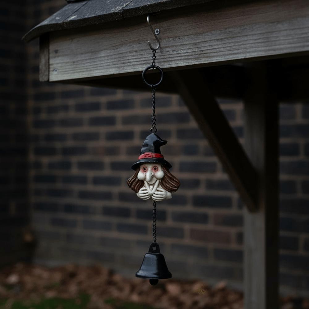 Hand Painted Spooky Hanging Bell Weather Resistant Resin Craft Ornament Homeowners