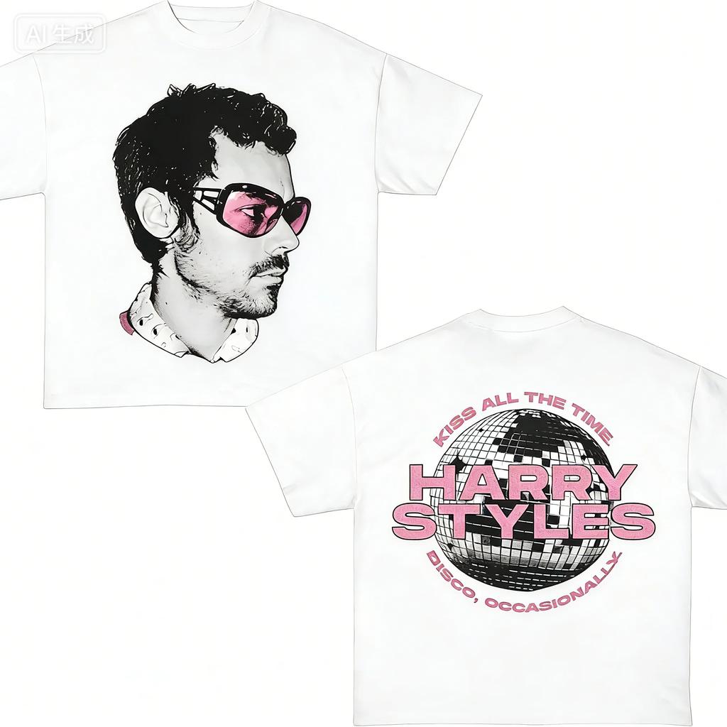 Harry Styles 2026 Konzert Doppelseitiges T-Shirt Unisex Sommer Polyester Kurzarm-T-Shirt Lässige Streetwear
