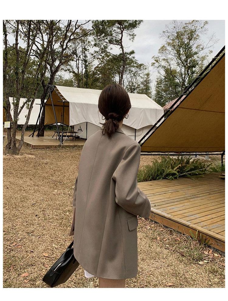 Women's Khaki Casual Blazer - 2025 Spring/Autumn, Loose Fit Design by Lin Xin