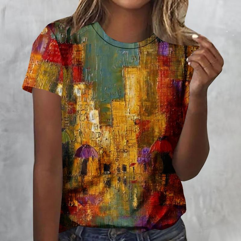 

Vintage Oil Painting 3D Print T-Shirts Women Casual O-Neck Short Sleeve T Shirt Harajuku Tees Streetwear Y2k Top Female Clothing XL