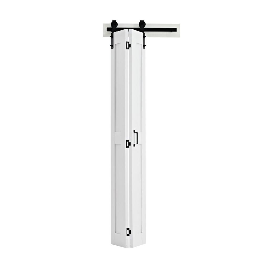 Porte de Grange Pliante, 609 x 2134 mm, Portes de Placard Coulissantes Pliantes en MDF, Kit de Quincaillerie Inclus, Conception Gain de Place en H, Nécessite un Assemblage, pour Chambre à Coucher,
