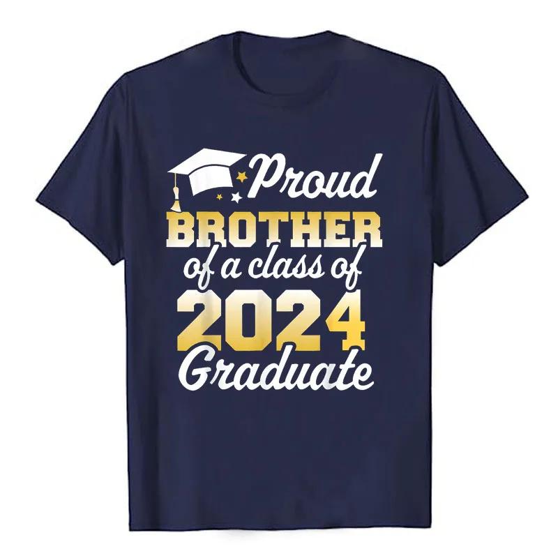 Proud Mom of A Class of 2024 Graduate Mother Senior Family T-Shirt Funny Dad Aunt Uncle Grandma Grandpa Sister Brother Tee Tops