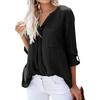 Women's Fashion Solid Color Long Sleeve Blouse Loose Shirt