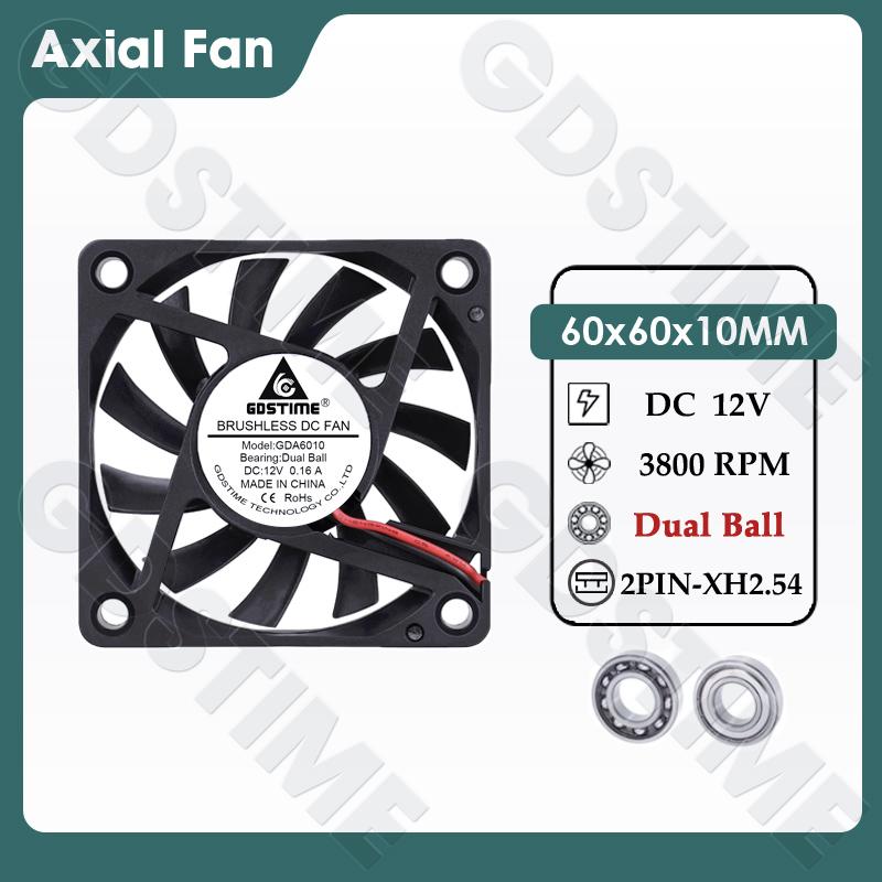 Gdstime 60MM Fan 24V 12V 5V Cooler 60x60x10MM Axial Cooling Fan 6010 Dual Ball Brushless Dupont USB Fan for PC Case CPU Cooling