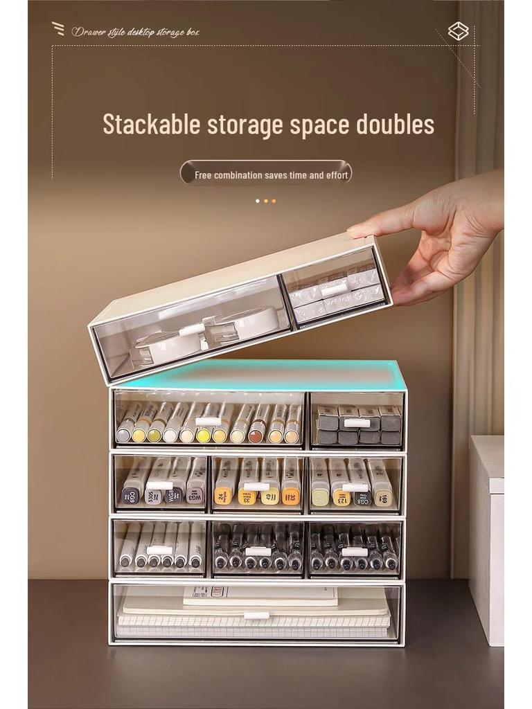 Acryl-Schreibtisch-Organizer-Box mit Schubladen für Büromaterial