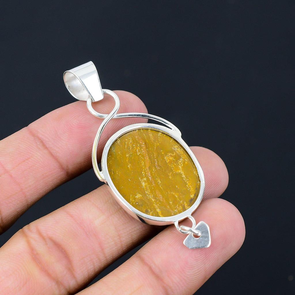 Schwestern Tag Sale Ovaler Natürlicher Ozean Jaspis 925 Sterling Silber Anhänger Schmuck
