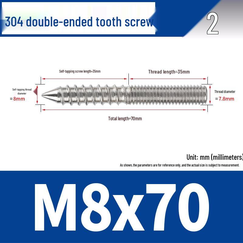 Śruba samogwintująca ze stali nierdzewnej 304 z podwójnym łbem i gniazdem sześciokątnym do mebli, ostro zakończona, M4 M5 M6 M8.