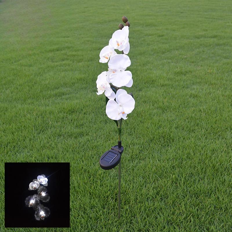 New Solar-powered Outdoor Lawn Lamp Courtyard Garden Decorative LED Lawn Ground Insert Lamp Simulated Phalaenopsis Flower Lights