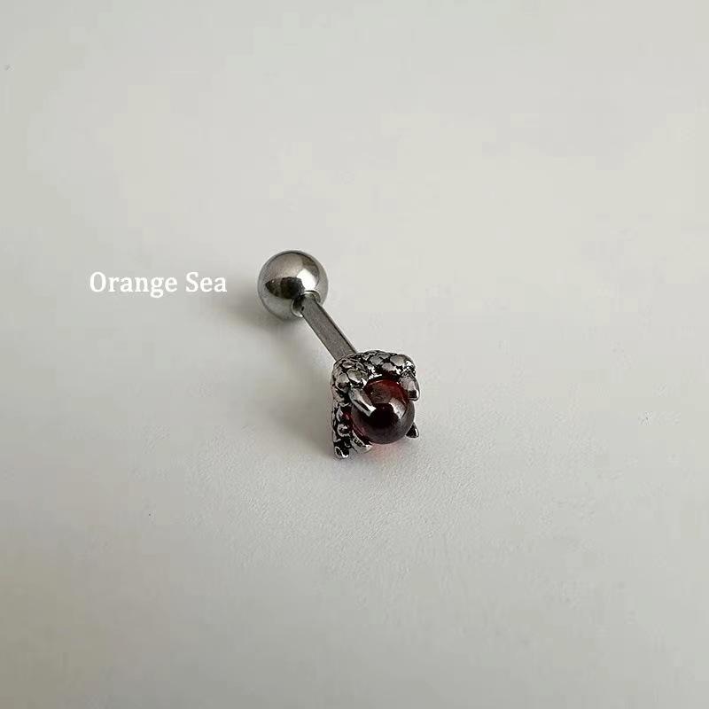 

Orange Sea Babes Mini Opal Dragon Claw Earrings Unique Piercing Titanium Steel Cochlear Earrings. Rod красный