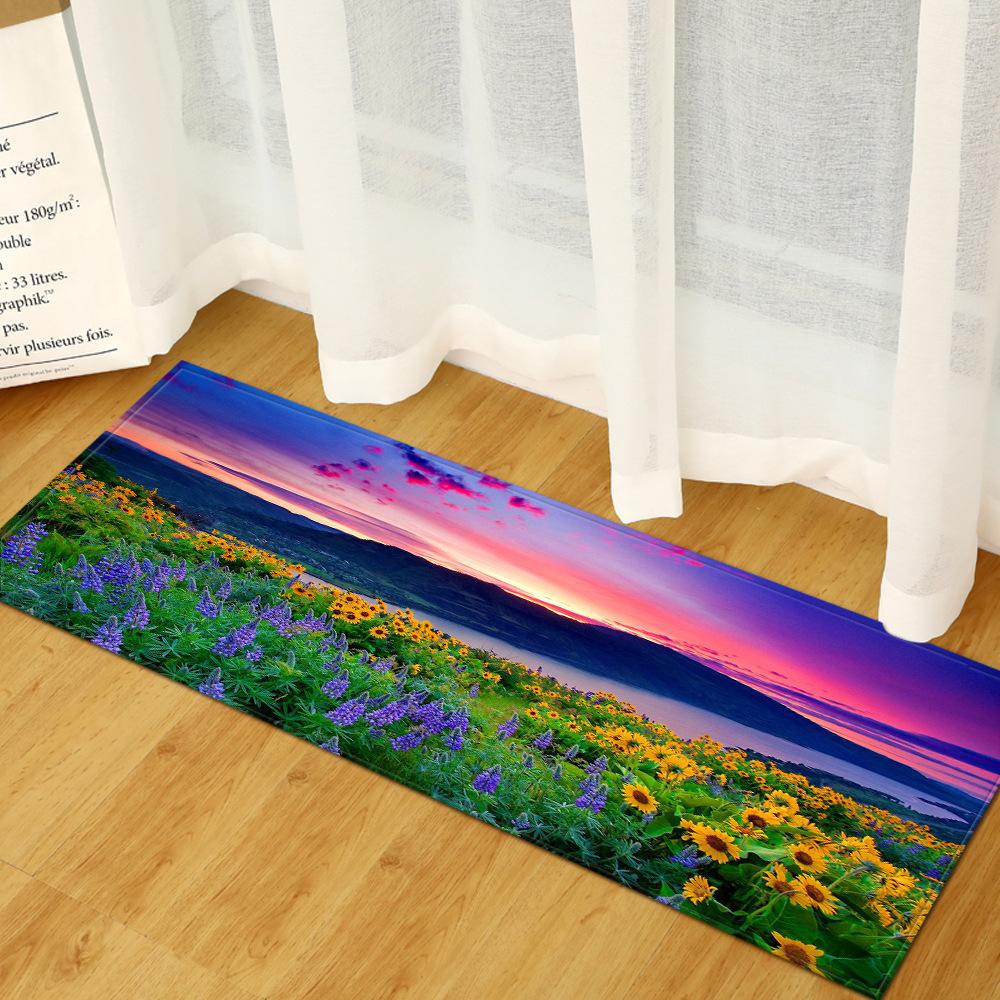 Scenic Door Mat Kitchen Dirt-Resistant Long Absorbent Non-Slip Foot Mat Bedroom Living Room Carpet Floor Mat