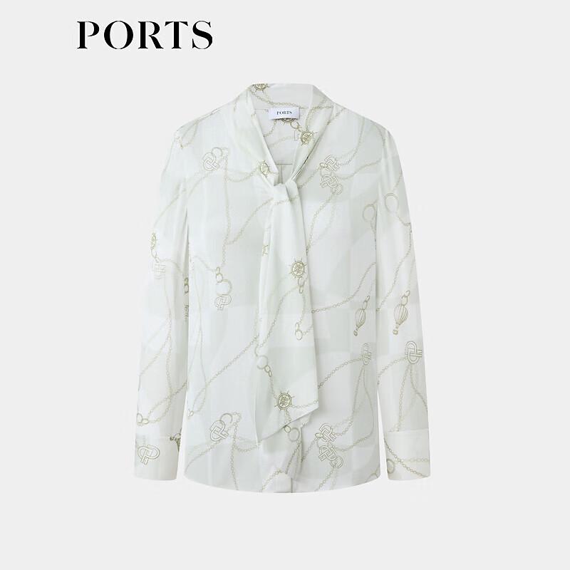 Ports Early Spring Printed Scarf-Neck Blouse