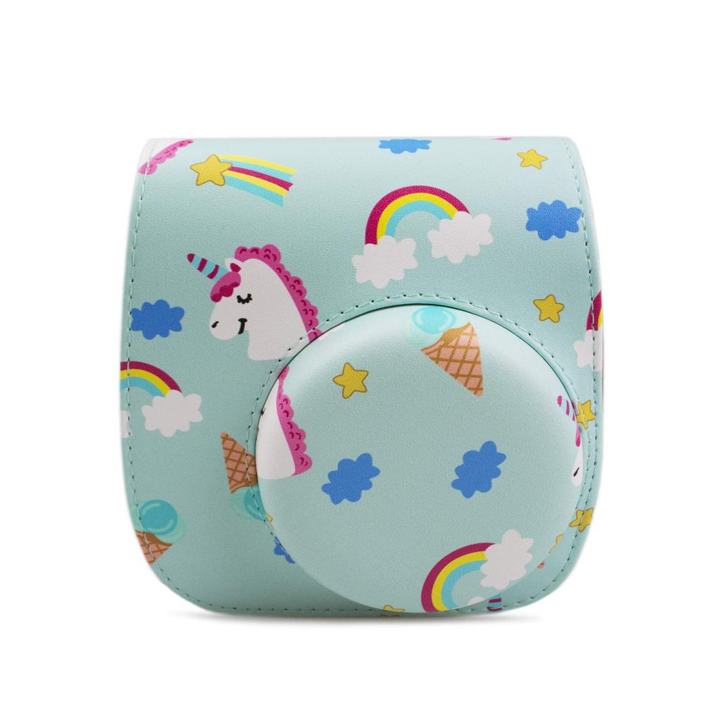 Kinokoo Instax Fujifilm Instax Mini11 Case Instax Mini11 Camera Case Instax Protective Case with Shoulder Strap PU Leather Case, (blue Unicorn)