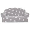 2 Seater Kids Sofa In Light Grey with Stars Soft Plush