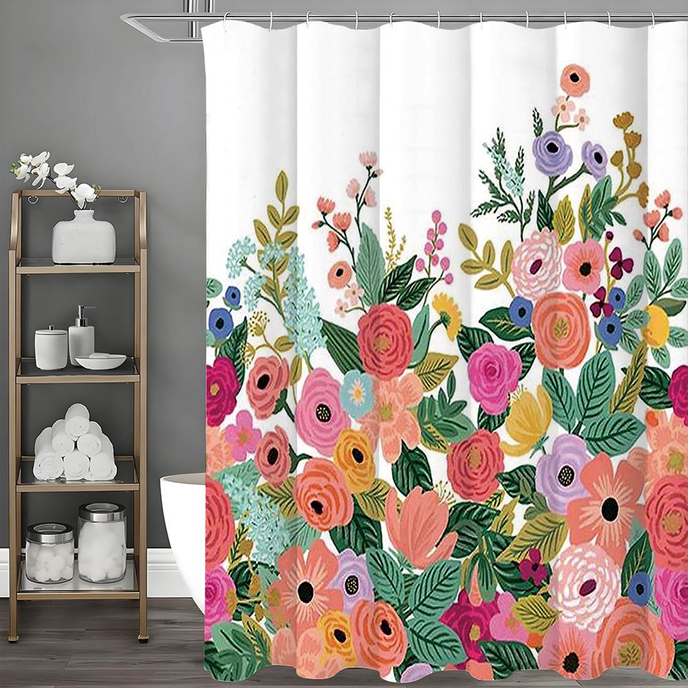 

Весенняя красочная шторка для душа с цветами, Декоративная шторка для душа для ванной комнаты, Водонепроницаемая шторка для душа с крючками 90*180cm