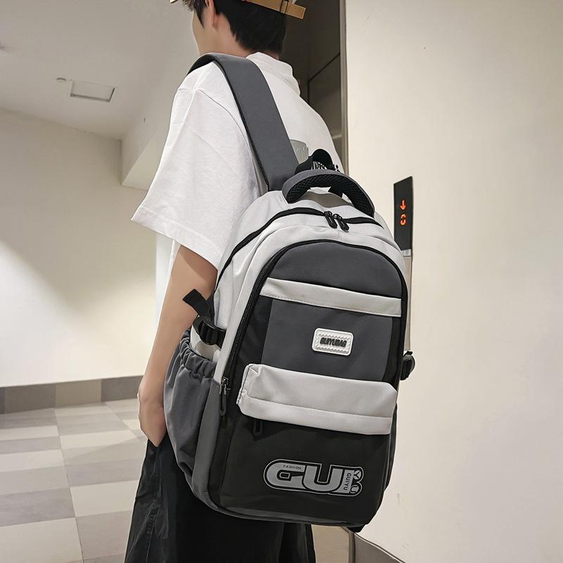 

New Large Capacity Korean Version Contrasting Color High School College Students Backpack Campus Forest Urban Simple Backpack