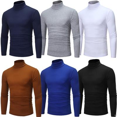 Jersey de Manga Larga con Cuello Alto y Corte Entallado para Hombre, Jersey Informal con Cuello Alto, Tops básicos con Cuello Alto, Camisetas Ajustadas