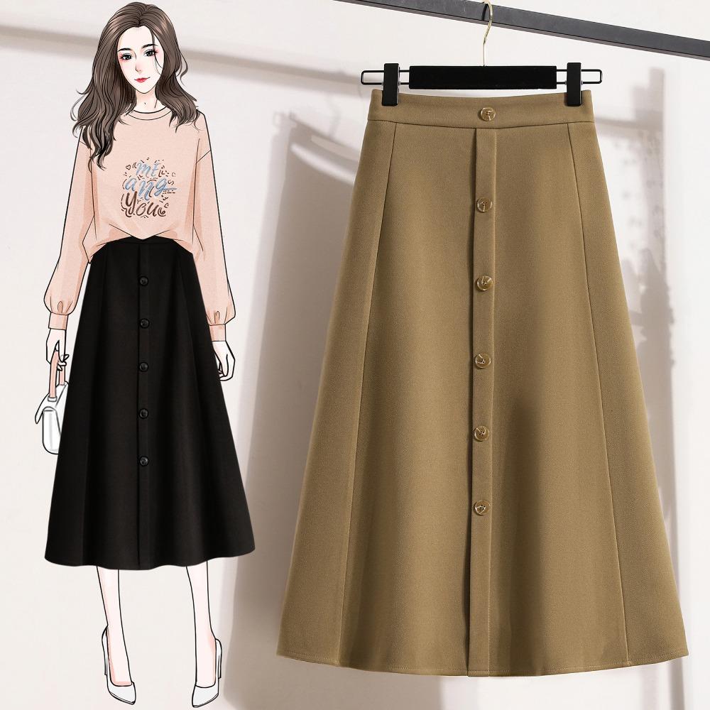 DIMANAF 2025 Plus Size Women Long Skirts Thicken Elastic Waist Trousers Oversize 5XL Autumn Winter