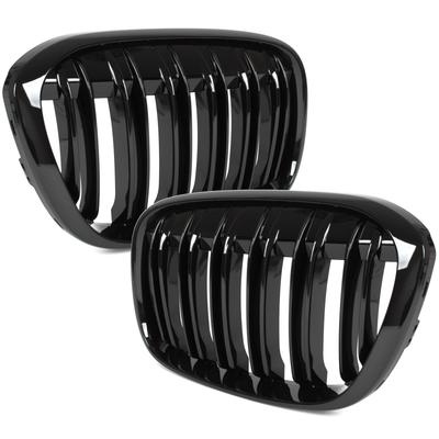 BMW X1 F48 15-19 griglie tra i fari (reni) set sinistra + destra DOPPIA BARRA NERA LUCIDA