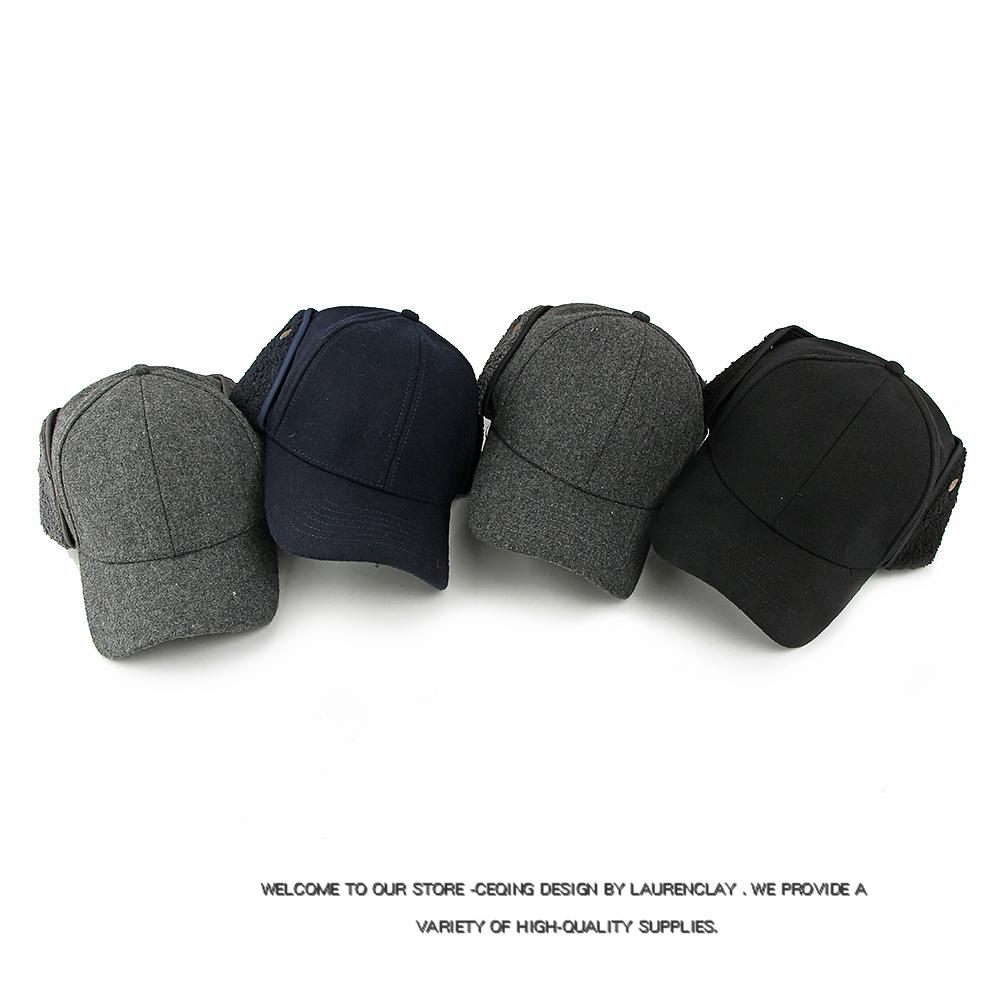 Autumn Winter Hat Men's Baseball Cap Middle-Aged and Elderly People's Cap Thick Velvet Ear Protection Wool Warm Cap