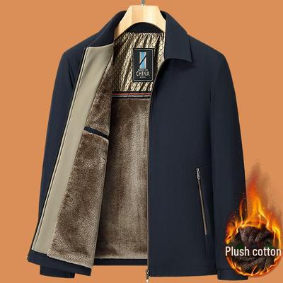 Men's Middle-Aged Velvet-Lined Coat - Thick, Warm, Cotton-Padded Winter Jacket for Elderly Dad