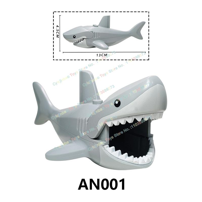 AN001 AN002 Cartoon Boy Accessories Toys Moc Building Blocks Sharks Snow Monsters Creative Model Puzzle Toys Christmas Gifts