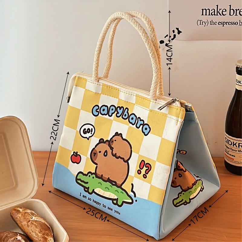 Kawaii Kreslená Kapybara Taška na Oběd Izolovaná Nákupní Taška Taška na Bento Obědové Tašky Pro Ženy Dívky Přenosná Termotaška Dárky