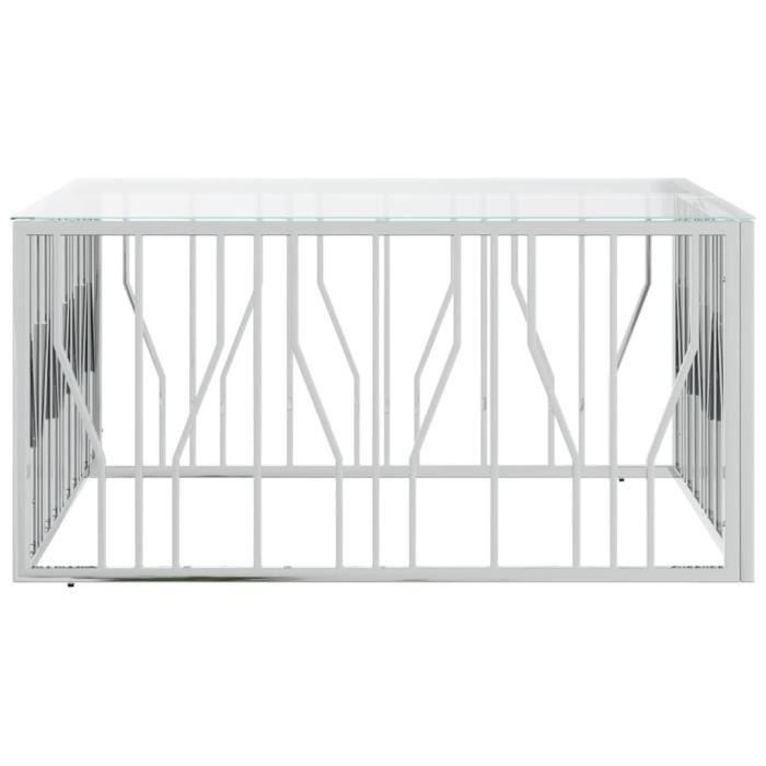 VidaXL Coffee Table 100x100x50 Cm Stainless Steel and Glass 350065