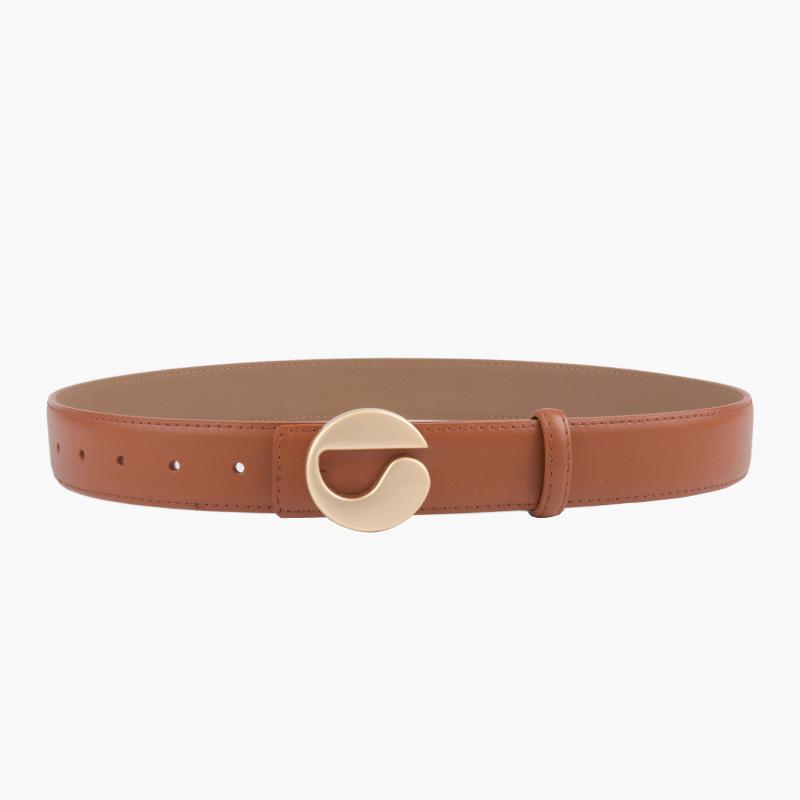 Belt Genuine Leather Calfskin Belt Belt Women's Black Logo Cowhide Belt