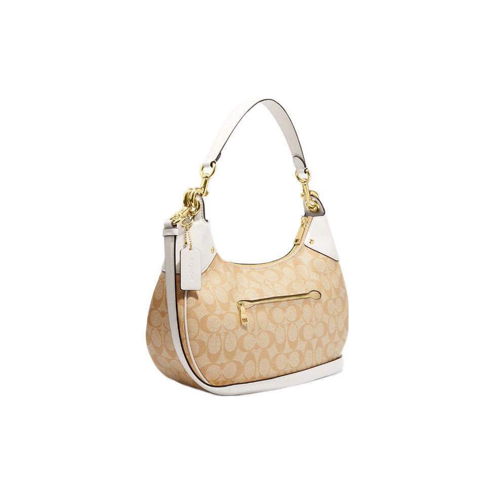 New COACH Hobo Canvas With Leather Shoulder Bag, Handbag, Shoulder Bag Women's Khaki CI791-IMDQC