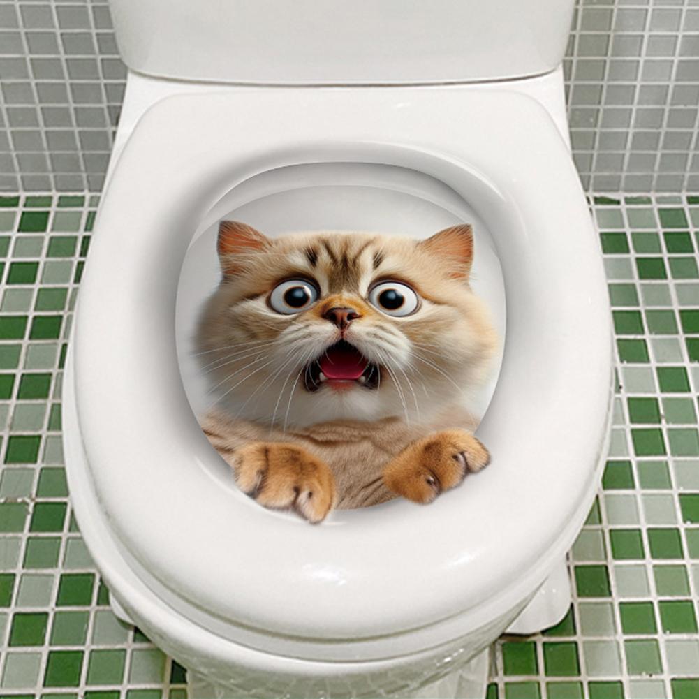 

Funny 3D Cat Toilet Stickers DIY Water Resistant Wall Toilet Toilet Seat Sticker Decals Sticker F5T3 2-1pcs