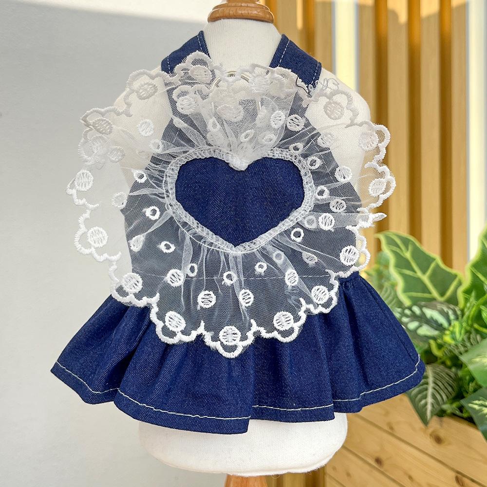 Pet Spring and Summer Princess Dress Dog Cat Denim Strap Skirt Small Medium Dog Pomeranian Teddy Dog Clothes Cat Supplies