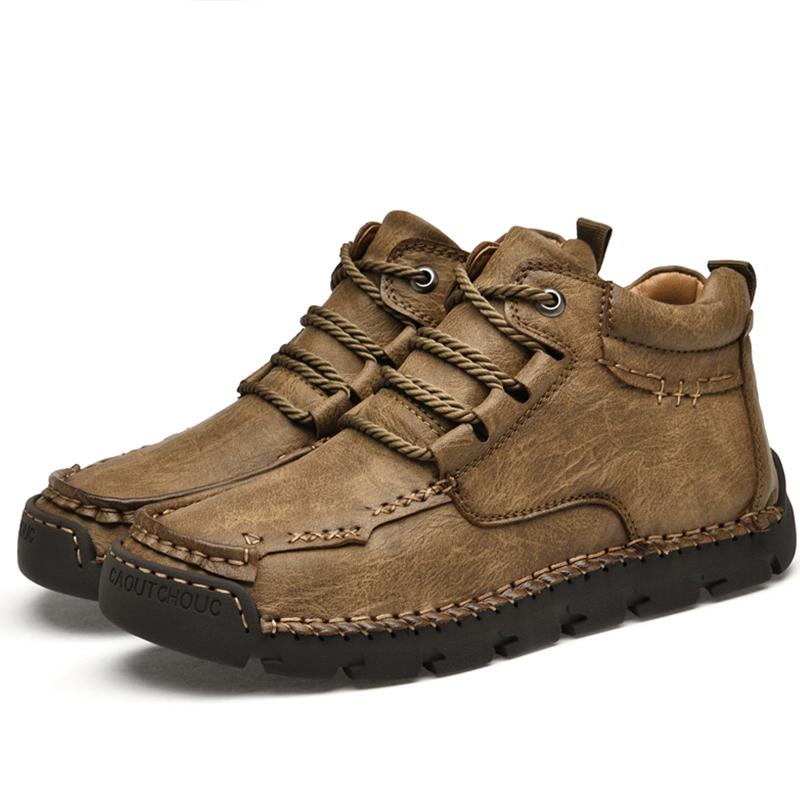 39-48 Men's Medium Top Casual Shoes Outdoor Leather Shoes Large Size Handmade Flat Shoes