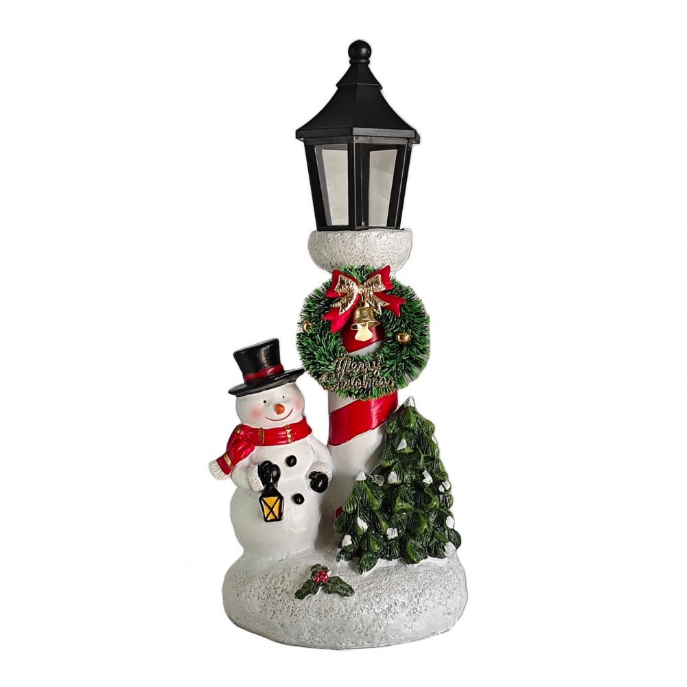 Durable Christmas Decoration Led Light-up Santa Claus Snowflake Christmas Ornament Decor Resin Xmas Figure Festive Tabletop