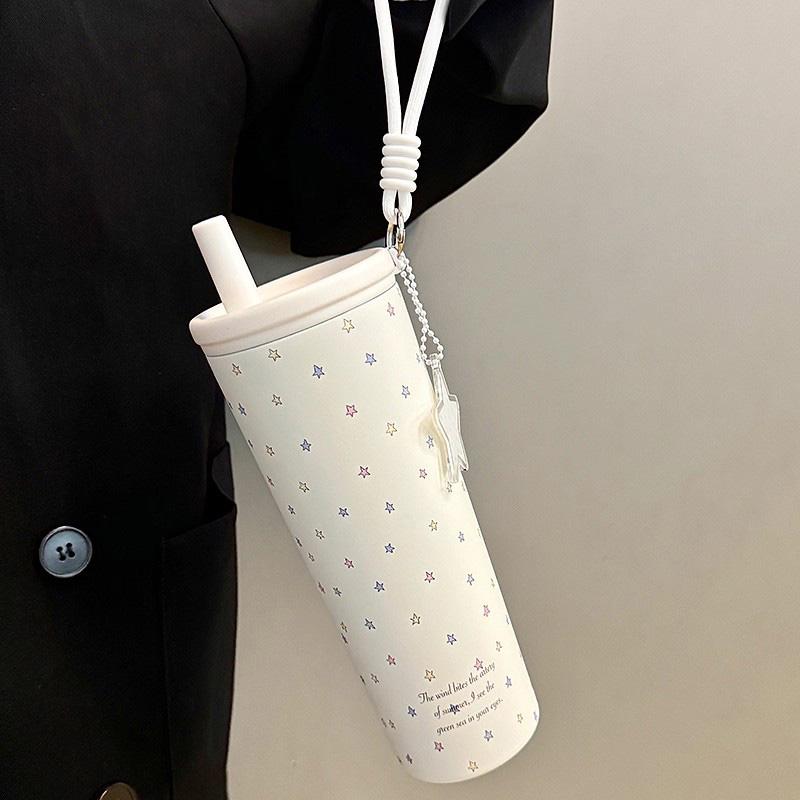 Original Star Stainless Steel Straw Water Bottle For Girls Large Capacity Sports Insulated Tumbler Camping Coffee Thermal Bottle