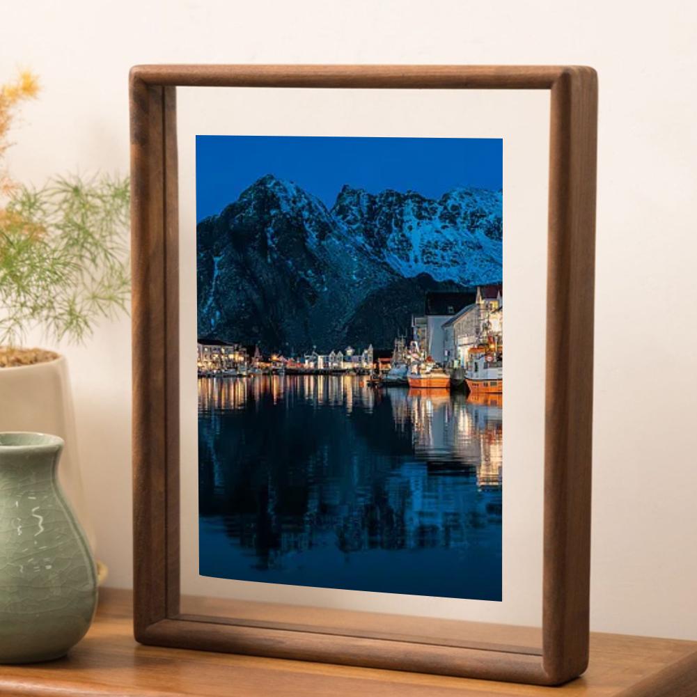 Double-Sided Solid Wood Frame with Acrylic Cover for Art and Calligraphy Presentation In Home and Office Settings