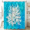 Coastal Ocean Wave Shower Curtain Sea Coral Pattern Bathroom Decor Beach Themed Backdrop Artistic Print Waterproof Fabric