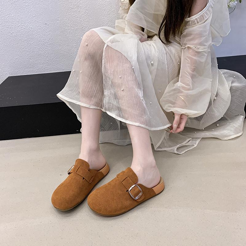 Fashion Classic Fashion Women's Suede Mules Slippers Men Clogs Cork Insole Sandals with Arch Support Outdoor Beach Slides Home Shoes