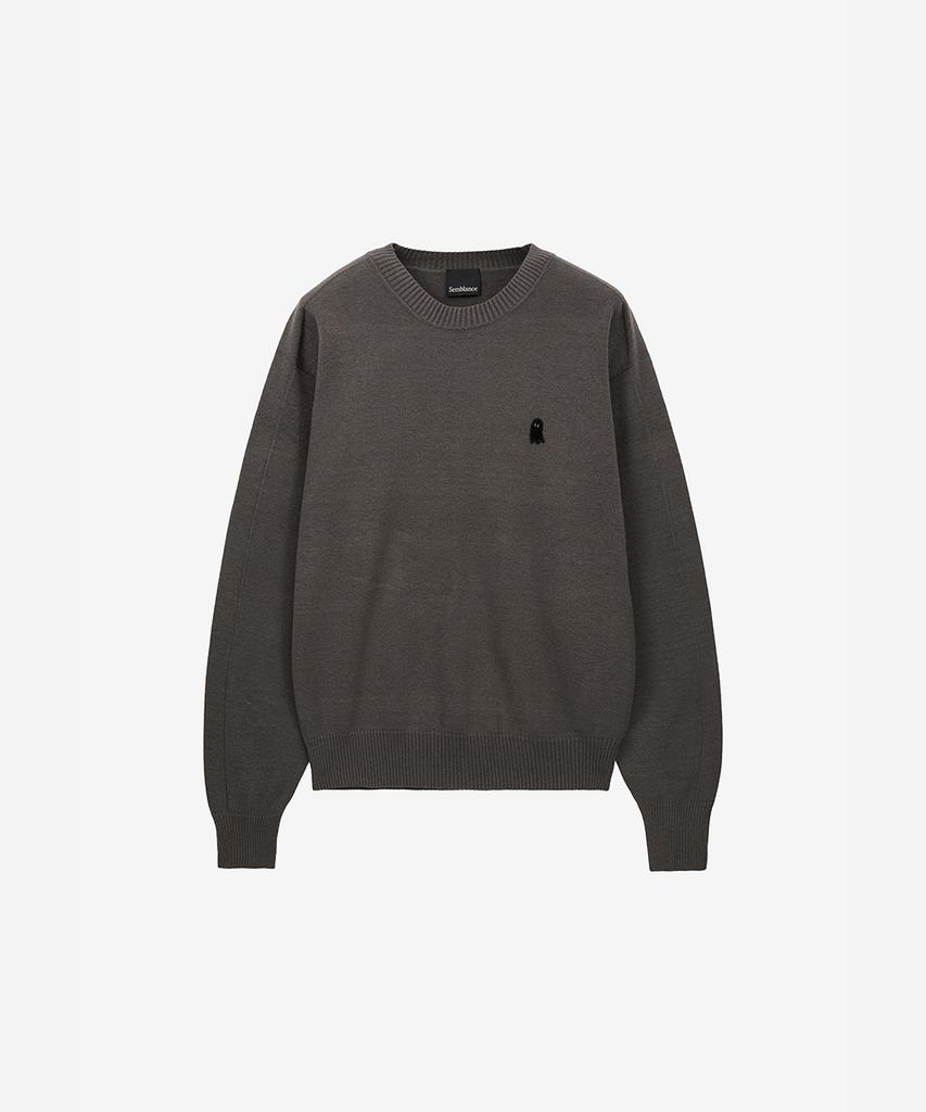 ZIOSONGZIO Semblance Whole Garment Crew Neck Knit Ash Brown Zi2Kt806Aw