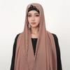 Muslim Chiffon Hijab Scarf Pearl Edge Solid Color Squane Head Wrap For Women Hijabs Scarves Jersey Hijabs Islamic Turban Headban
