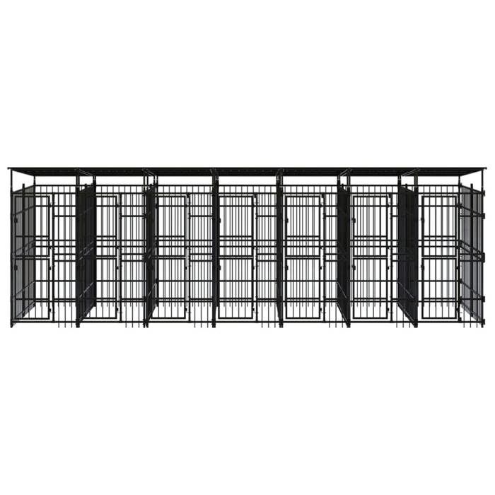 VidaXL Outdoor Kennel with Roof for Dogs Steel 12.9 M² Cage Enclosure 3097952