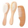 Soft Wool Bath Brush for Baby, Gentle Newborn Skin Cleanser with Natural Cherry Beech Wood Handle, Non-Irritating Infant Bath Scrubber