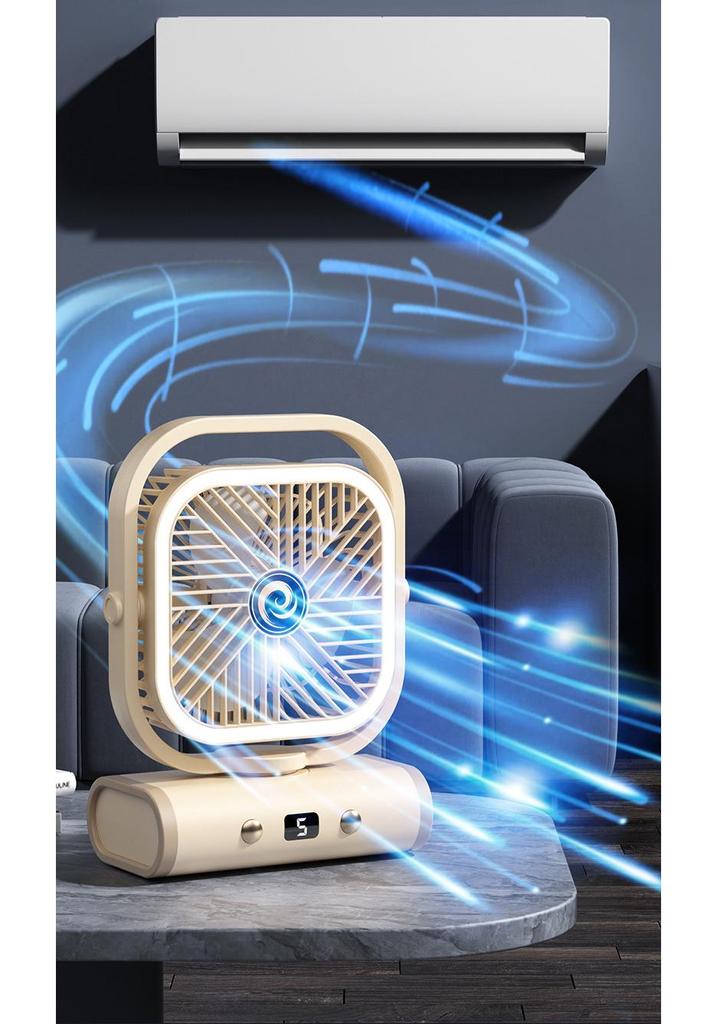 USB Rechargeable Desktop Fan: 5-Speed, Low Noise, Portable for Dorms and Offices