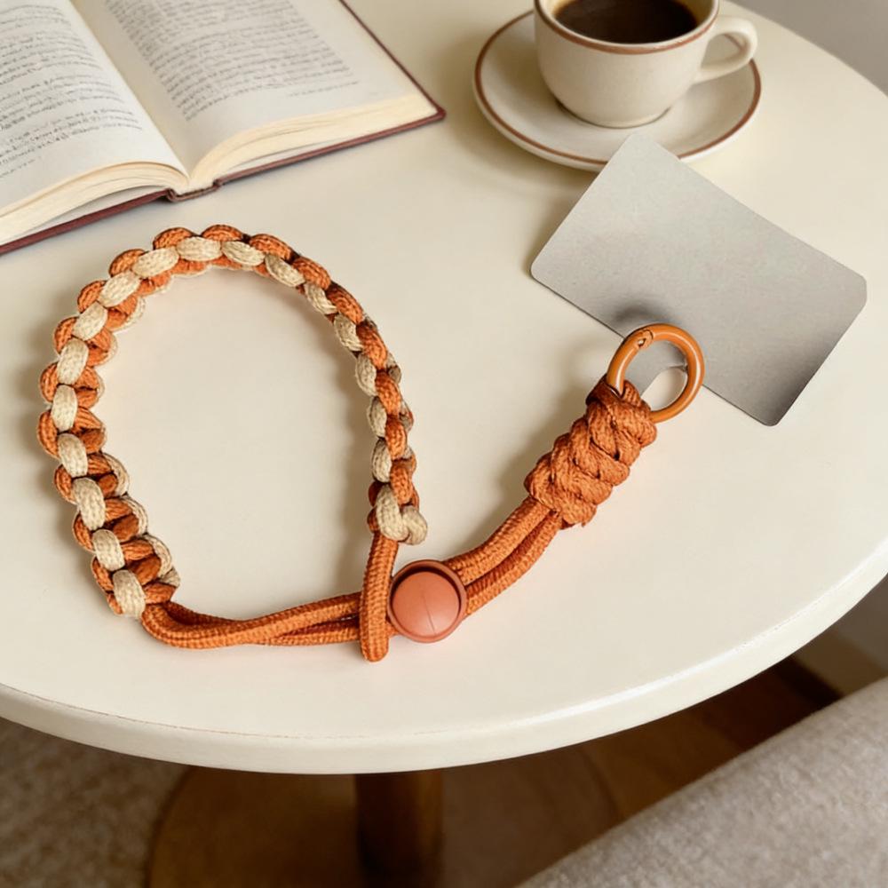 Adjustable Braided Phone and Camera Strap with Colorful Wrist Lanyard & Keychain