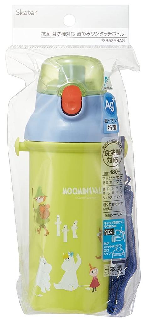 Skater Plastic Water Moomin for Made in Children's Bottle, 480ml, Ag+ Antibacterial, Design, Girls, Japan, PSB5SANAG-A