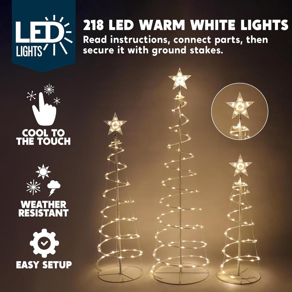 Pack Spiral Christmas Tree Lights Outdoor Lighted Decorations Yard Xmas Eve Night Dcor JOYFY LED 3 218 for Entertaining Play Safe Kid Friendly Fun