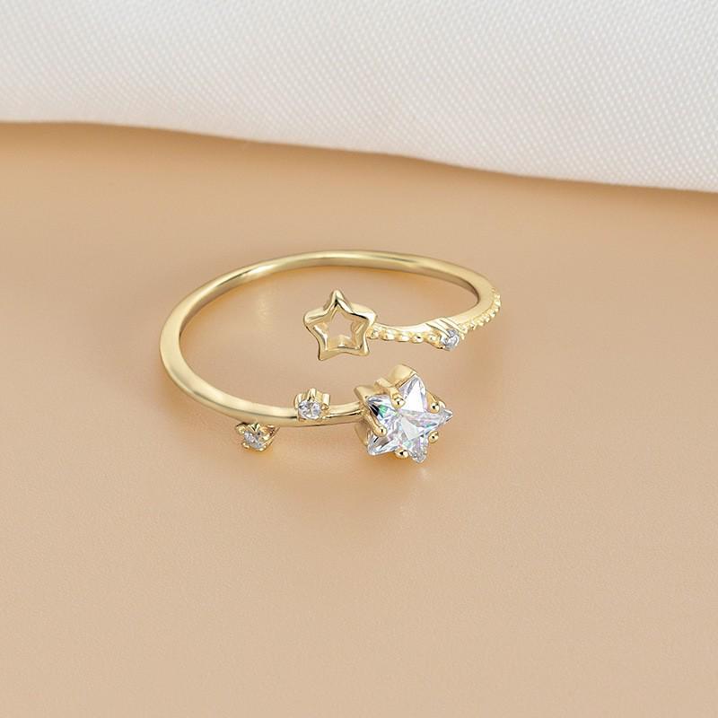 Women's Adjustable Meteor Moon Zircon Star Ring - Light Luxury, Cool Japanese-Korean Style