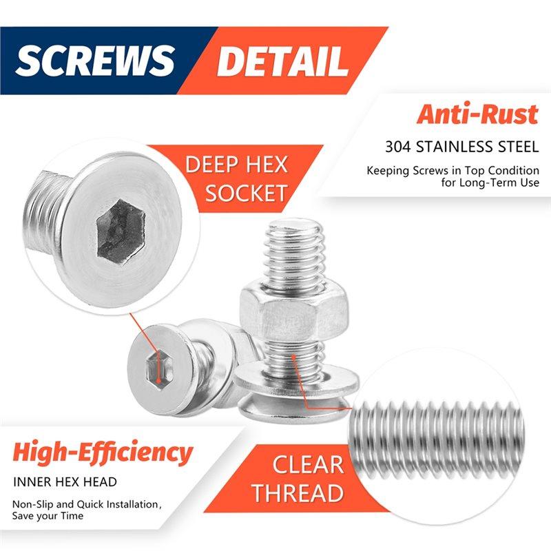 A25F-M2 M3 M5 880Pcs Stainless Steel 304 Hex Socket Flat Head Screws Countersunk Bolts Set With Storage Box Assortment Kit