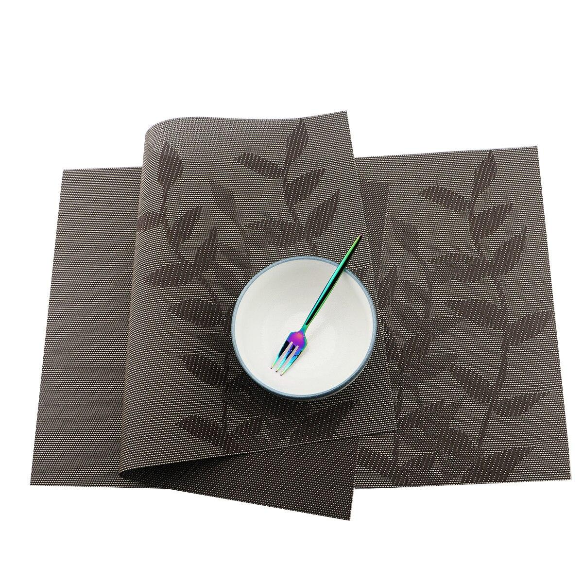 6 шт. ПВХ коврики для стола Нескользящие водонепроницаемые салфетки лист цветок дерево — фото 5