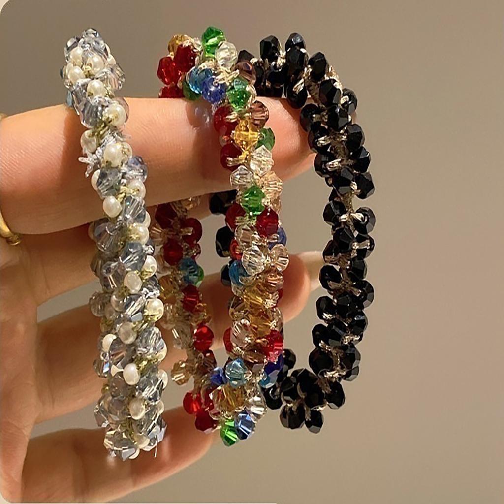 1 pezzo Elastico per Capelli Multicolore con Perline Corda Elastica per Capelli da Donna Scrunchies Semplici Porta Coda di Cavallo per Donne Accessori per Capelli