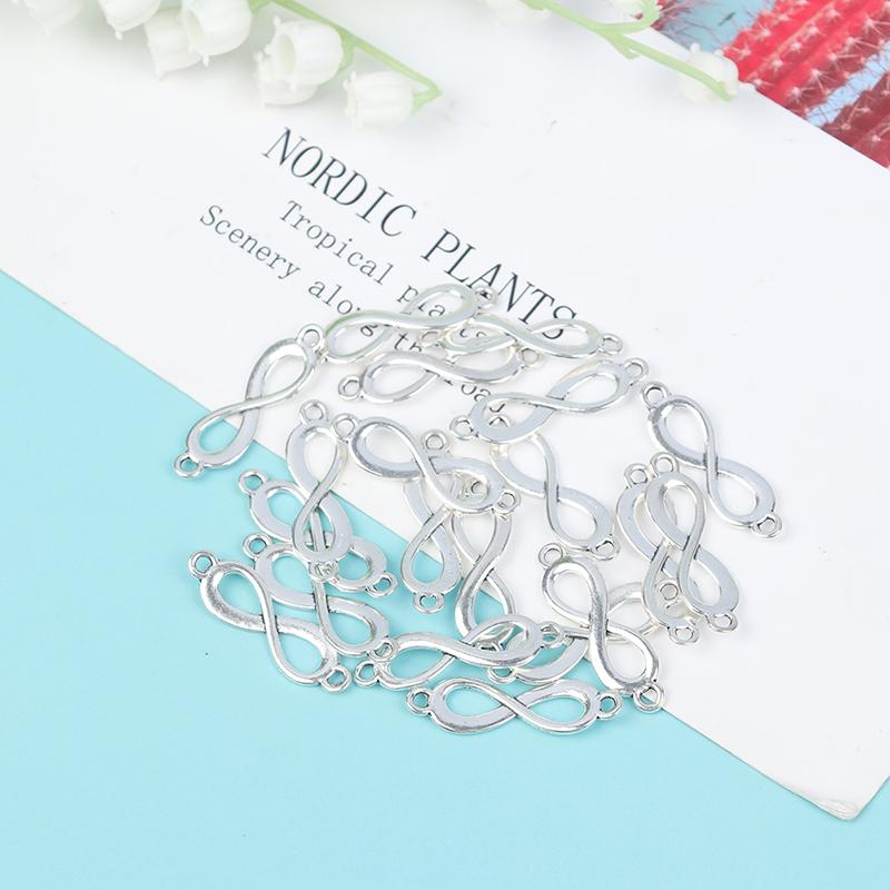 20Pcs Charms Link Infinity Symbol Connection Silver Color Pendants Diy Making